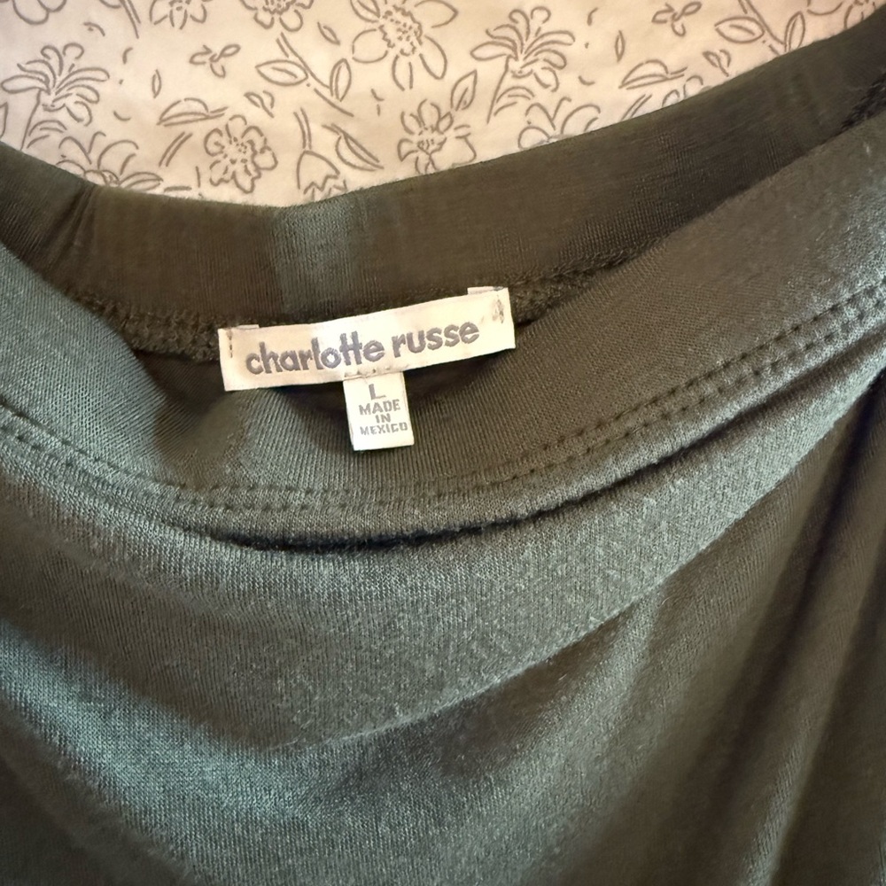 Charlotte Russe Forest Green, bandeau dress or a strapless dress.